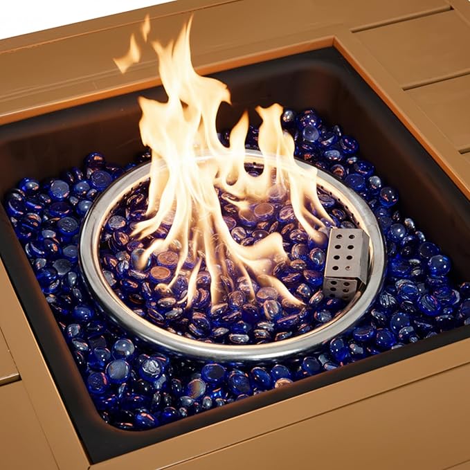 Outdoor Propane Fire Pit Table 44" with Lid & Wheels, Multifunctional Patio Fire Table with Storage Shelf, Steel Gas Firepit Dining Table for Backyard, Garden, Deck, Green