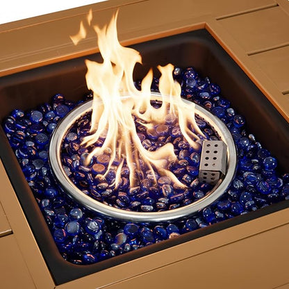 Outdoor Propane Fire Pit Table 44" with Lid & Wheels, Multifunctional Patio Fire Table with Storage Shelf, Steel Gas Firepit Dining Table for Backyard, Garden, Deck, Green