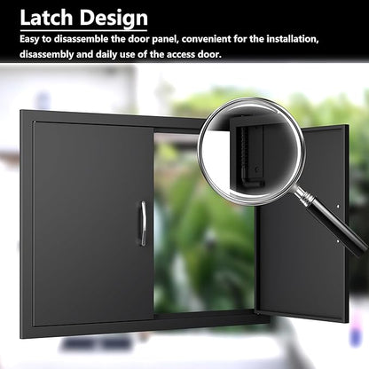 BBQ Outdoor Kitchen Doors Inch Double BBQ Access Door,Rust-Proof Access Door for Outdoor Kitchen, BBQ Island,Grilling Station (31" x 24")