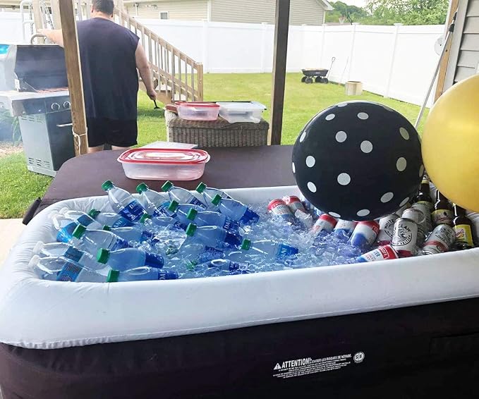 Inflatable Serving Bars Ice Buffet Salad Serving Trays Food Drink Holder Cooler Containers Indoor Outdoor BBQ Picnic Pool Party Supplies Cooler Drain Plug，Ice Tray Food Drink Containers for Summer Par