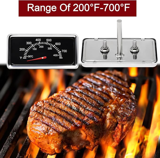 Hiorucet Thermometer & Grill Parts for Nexgrill Replacement Parts 5 Burner 720-0882A, 720-0896, Heat Plates, Burner Tubes, Igniter and Temperature Gauge for Nexgrill Evolution Infrared Plus 5-Burner.