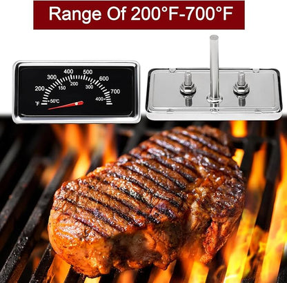 Hiorucet Thermometer & Grill Parts for Nexgrill Replacement Parts 5 Burner 720-0882A, 720-0896, Heat Plates, Burner Tubes, Igniter and Temperature Gauge for Nexgrill Evolution Infrared Plus 5-Burner.