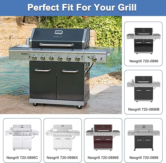 Replacement Parts for Nexgrill 720-0896B 720-0896 720-0898 Deluxe 6 Burner Gas Grill Models, Flame Tamers and Grill Grates Replacement for Nexgrill 6 Burner 720-0896B Grill