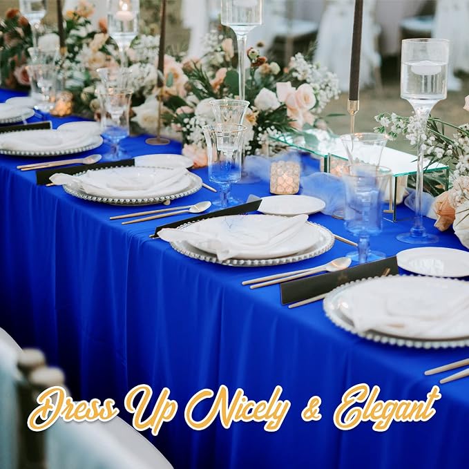 BRILLMAX 6 Pack Royal Blue Tablecloths 90x156 Inch for 8ft Rectangle Tables | 150 GSM Polyester Fabric, Floor Length Drop, Water, Stain & Wrinkle Resistant Cloth Cover for Wedding Reception Banquet Party