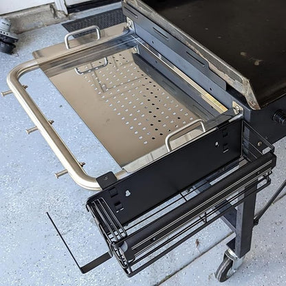 BBQ-PLUS Stainless Steel Grill Side Shelf for Pit Boss 700/820/1000 Series Pellet Grills, Grill Shelf Attachment with Serving Tray, Pellet Grill Accessories for Pit Boss