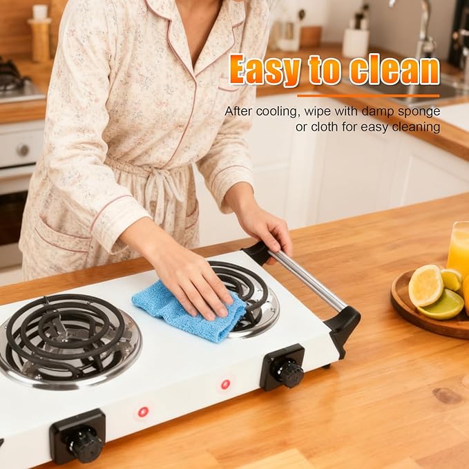 Electric Charcoal Burner Stove, 500W Single Coil Hot Plate Starter with Grill Tongs, 5-Level Temp, Smart Heat Control & Stainless Steel Fast Heating for Cooking top Countertop (4271White)