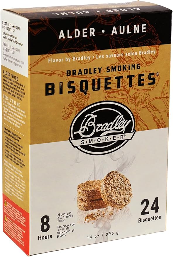 Bradley Smoker Alder Wood Bisquettes for Grilling & BBQ, 24 Pack
