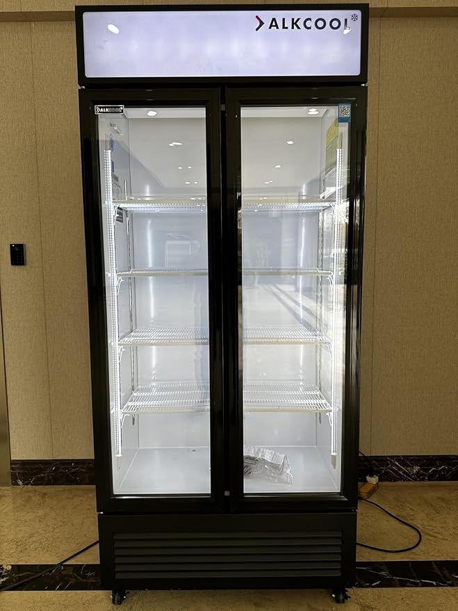 Commercial Beverage Refrigerator Display Fridge,Two Glass Door Drink Cooler with Adjustable Shelves,ETL Approval,45 Cu Ft,47.5" Wide,Wheels Included