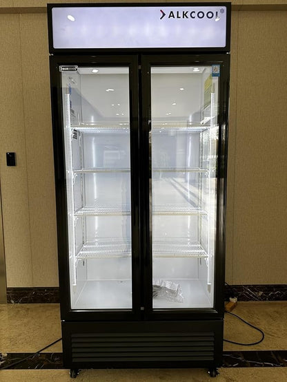 Commercial Beverage Refrigerator Display Fridge,Two Glass Door Drink Cooler with Adjustable Shelves,ETL Approval,45 Cu Ft,47.5" Wide,Wheels Included
