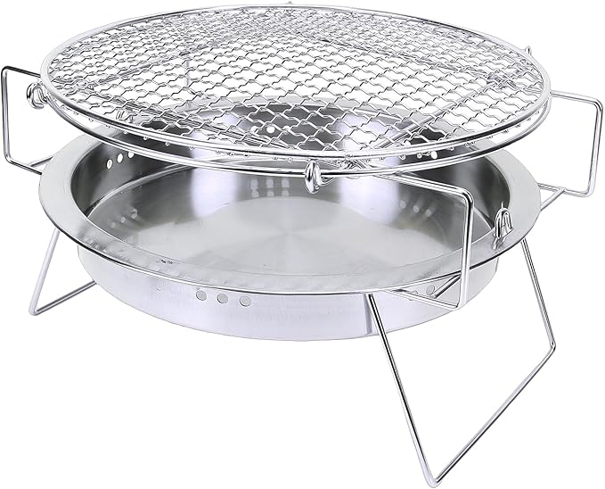 Charcoal Grill, Stainless Steel Portable Compact Design for Camping Picnic Outdoor BBQ Cooking