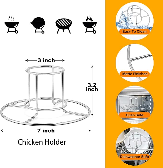 HaSteeL Beer Can Chicken Holder 3 Pack, Stainless Steel Chicken Rack for Grill Smoker Oven BBQ, Vertical Beer Butt Chicken Stand for Tender Roaster Chicken & Turkey, Sturdy & Dishwasher Safe