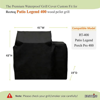 Grill Cover for Recteq Patio Legend 400,Rec Tec 400/Porch Pro 400 Wood Pellet Grill - Heavy Duty Waterproof Grill Cover with Locking Drawstring for Rectec RT-400 Grill Accessories