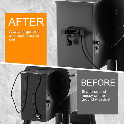 Demao Magnetic Power Cord Organizer, Thick Plastic Cable Holder-Strong Magnetic Base & Built-in Hook for Traeger, Pit Boss, Z Grills Pellet Grills BBQ Smokers - Indoor/Outdoor