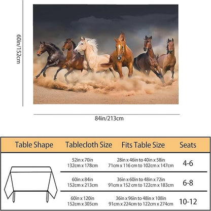 TKS MITLAN Horse Decorative Rectangle Tablecloth Horse Herd Run in Desert Sand Storm Polyester Table Cloths Kitchen Table Cover for Dining BBQ Picnic Coffee Table 60 x 84 Inch 6-8 Seats