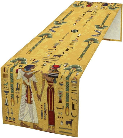Vintage Ancient Egypt Table Runner Mysterious Old Egypt African Pharaoh Theme Dinner Runner Egyptian Culture Table Decor Home Kitchen Dining Coffee Party Holiday 13x70in
