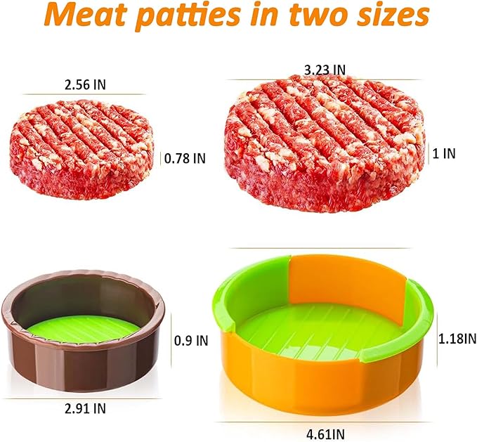 2 Pack 3-in-1 Non-Stick Hamburger Patty Maker, Burger Press for Stuffed Burgers, Beef & Veggie Patties, Kitchen Tool for Barbecue & Grilling
