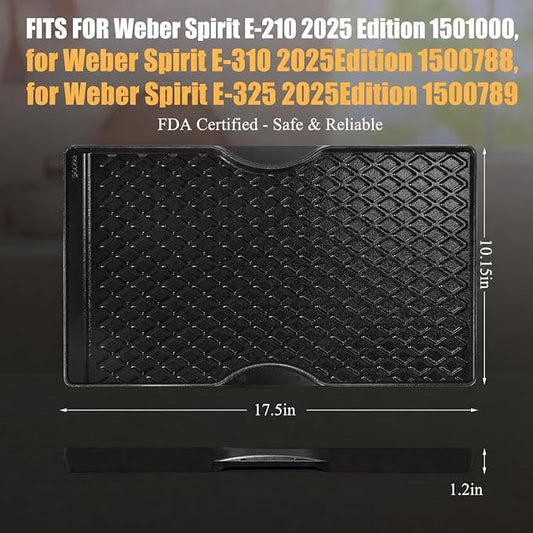 Grill Griddle for Weber Spirit 200 Series, 17.5" Porcelain-Enameled Cast Iron Reversible Grill Plate for Weber Spirit E210 E220 S210 S220 & Spirit II E210 E220, Nonstick Flat Top BBQ Griddle Pan