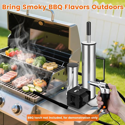 Electric Smoke Generator, 35W Adjustable Hot and Cold Smoker, 304 Stainless Steel Smoke Generator for Meats, Salmon & Cheeses, Works with Pellet Smokers & Gas Grills, Great Gift for Men, Dad