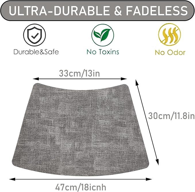 Round Table Placemats Set of 4, Faux Leather Wedge Shape Place Mats Heat Resistant Wipeable Washable Table Mats, Heavy Duty Kitchen Dining Mats(Light gray)