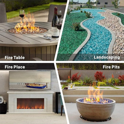 onlyfire 10-Pounds Fire Glass Diamonds for Propane Fire Pit, 1 Inch Reflective Firepit Glass Rocks Stones for Gas Fireplace and Fire Pit Table, Emerald Green
