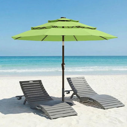 10ft Patio Umbrella, 3 Tier Outdoor Market Table Umbrellas with 8 Fiberglass Ribs and Push Button Tilt, Windproof, Vented Canopy, UV Protection for Deck, Pool, Backyard