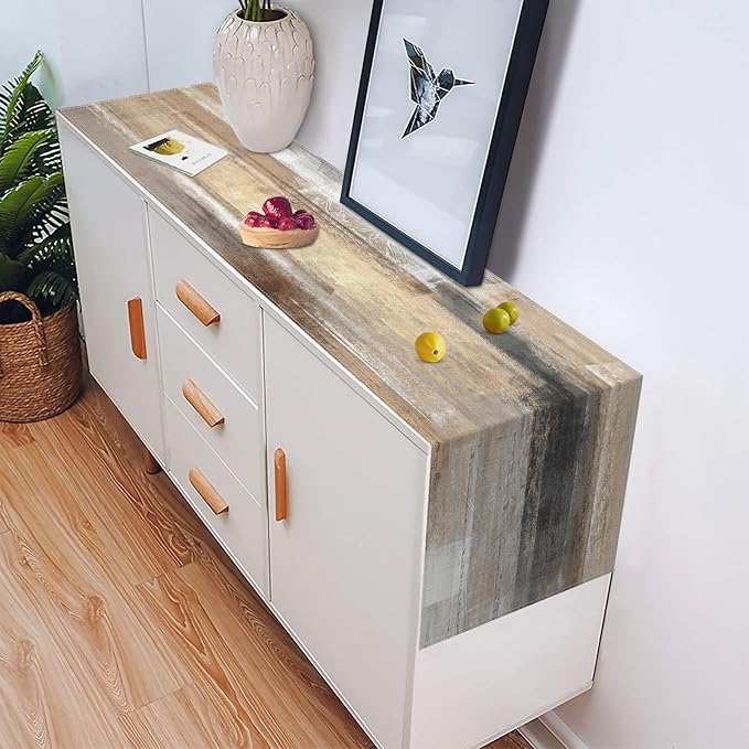 Emvency Farmhouse Table Runner, Abstract White and Brown Art Painting for Kitchen Coffee Table Family Dinners Holiday Parties Wedding Events Decor(13x90 inch)