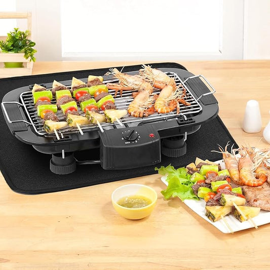 25 x 20 in Heat Resistant Grill Mats for Outdoor Grill to Protect Your Prep Table and Outdoor Grill Table, Fireproof Waterproof Oil-Proof BBQ Mat Grill Table Mat - Reusable Black (0.6mm)