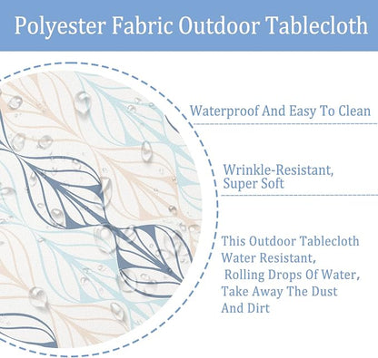 Outdoor Tablecloth with Umbrella Hole and Zipper, Patio Table Covers for Spring/Summer, Machine Washable Outdoor Party/Picnic Rectangle Table Cloth 60 x 102 in