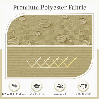 Cozyide Outdoor Chair Cushions, Waterproof Patio Seat Cushions with Adjustable Straps, Round Corner Patio Chair Cushions for Garden, Khaki, 17x16x2 Inch (Pack of 4)