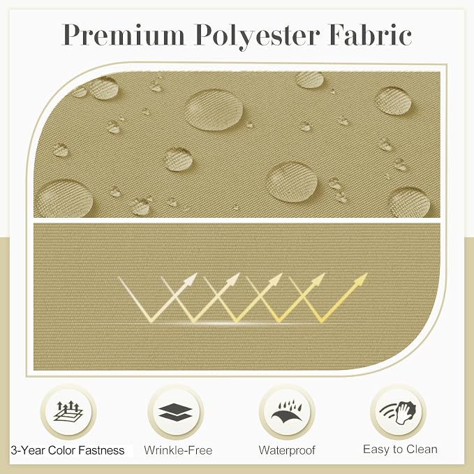 Cozyide Outdoor Chair Cushions, Waterproof Patio Seat Cushions with Adjustable Straps, Square Corner Patio Chair Cushions for Garden, Khaki, 18.5x16x3 Inch (Pack of 4)