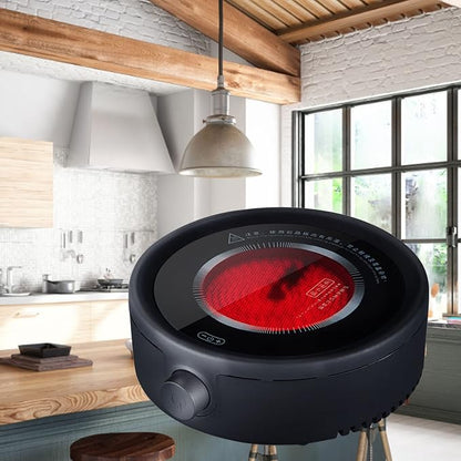 Mini Stove Electric, Silent Electric Tea Stove Small Ceramic Hot Plate for Boiling Water Making Coffee Knob Adjustment CN Plug