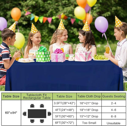 Smiry Disposable Table Cloth - 6 Pack, 60 x 84 Inch Waterproof Rectangle Tablecloths for Parties, Decorative Plastic Table Cover, Leakproof & Sturdy, Navy