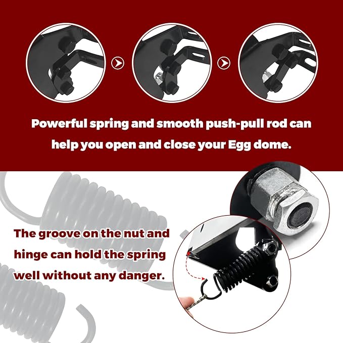 Hinge Assembly Kit for Green Egg, Egg Accessories - Powder Coated Steel Hinge Set