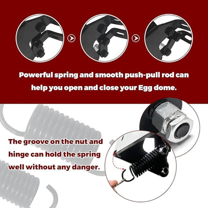 Hinge Assembly Kit for Green Egg, Egg Accessories - Powder Coated Steel Hinge Set