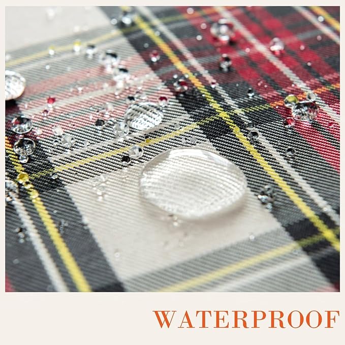 Plaid Rectangle Table Cloth 60x120 inch - Waterproof Holiday Decoration Tablecloth - Reusable Wipable Fabric Table Linen Cover for Kitchen, Indoor and Outdoor