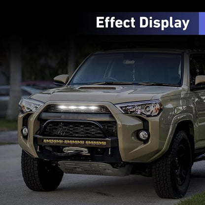 4 PCS Grill LED Lights, Front Grille Lamps with Harness and Fuse, Compatible with 2014-2022 4Runner TRD Pro Grille (White)