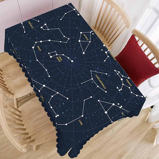 Sky Map Rectangle Tablecloth 52x70 Inch Cosmos Stars Constellations Galaxy Space Dining Table Cloth Table Cover for Home Kitchen Restaurant Party Buffet Picnic, 4-6 Seats
