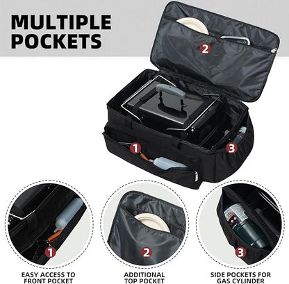 Carry Bag for Weber Go-Anywhere Gas & Charcoal Grill, Compatible with Models 1141001 121020, Padded Carrying Case for Weber Portable Grill, with Pockets for Camping Accessories (Bag Only)