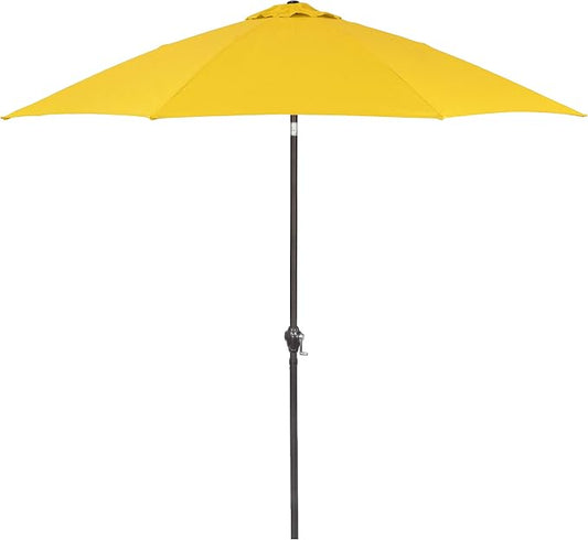 Sunline 9 ft Patio Umbrella with Crank & Push Button Tilt, Outdoor Market Umbrella with UV Protection & Wind Vent and Fiberglass Ribs, Metal Frame for Deck, Pool & Table, Yellow