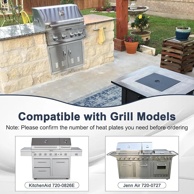 Criditpid Grill Repalcement Parts for Kitchen Aid 720-0826E 720-0709C 860-0003C, Grill Burner, Heat Plate, Igniter & Cooking Grates for Jenn Air Grill Parts 720-0727 740-0711.