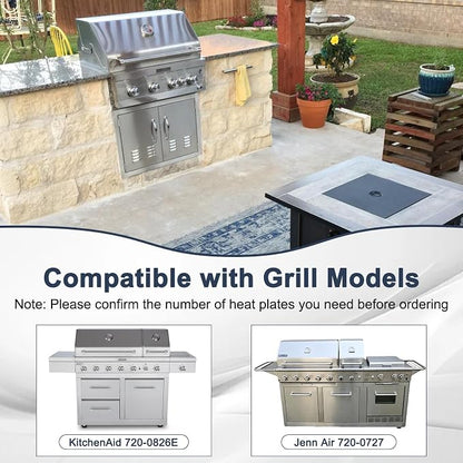 Criditpid Grill Repalcement Parts for Kitchen Aid 720-0826E 720-0709C 860-0003C, Grill Burner, Heat Plate, Igniter & Cooking Grates for Jenn Air Grill Parts 720-0727 740-0711.