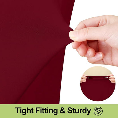 Smiry Spandex Elastic Fitted Table Cloth Skirt for 4FT Rectangle Table | Stretch Washable Table Cloth, Banquet Table Cover for Wedding, Party, Indoor & Trade Shows, (Burgundy, 48Lx30Wx30H)