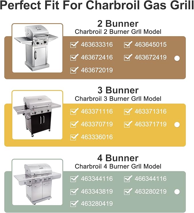 Criditpid Grill Replacement Parts for Charbroil Performance 3-Burner 463371719 463371316 463370719 463371116 463274016 463336016 Gas Grill,G466-2500-W1 Burner, G361-0003-W1,Heat Plates