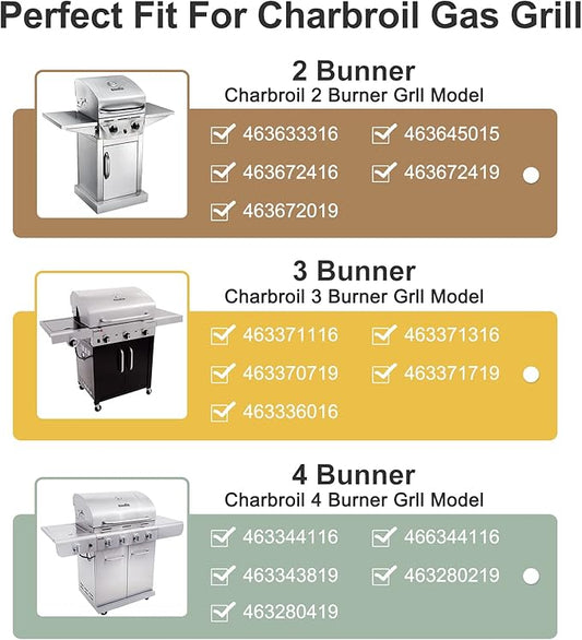 Criditpid Grill Replacement Parts for Charbroil Performance 3-Burner 463371719 463371316 463370719 463371116 463274016 463336016 Gas Grill,G466-2500-W1 Burner, G361-0003-W1,Heat Plates