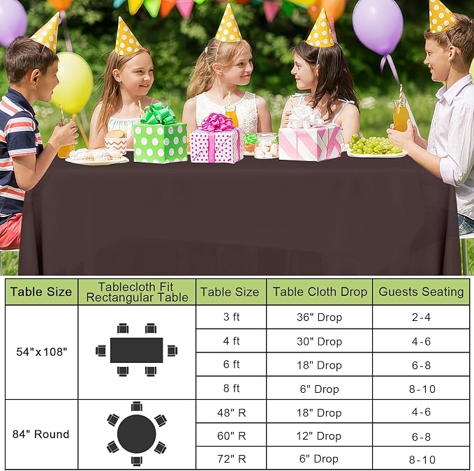 Smiry Disposable Table Cloth 3 Pack, 84 Inch Round Waterproof Plastic Tablecloth, Decorative Round Table Covers for Party, Birthday, Picnic, Coffee