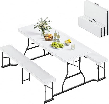 YITAHOME Picnic Table 6ft Heavy Duty Outdoor Picnic Table and Bench Resin