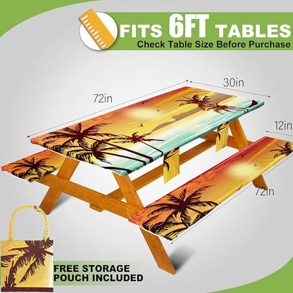 Picnic Table Cover with Bench Covers Table Cloth Tablecloth Summer Outdoor Rv Patio Tent Camping Glamping Campsite Camper Essentials Accessories Items Gear Gadgets Stuff Necessities Supplies Must Have
