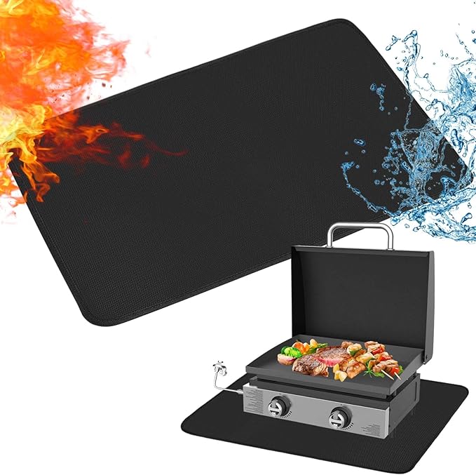 Heat Resistant Grill Mats for Outdoor Grill Compatible with Blackstone 17 & 22 Inch Griddle to Protect Your Prep Table and Outdoor Grill Table, Fire Proof & Water Proof & Oil Proof BBQ Mat