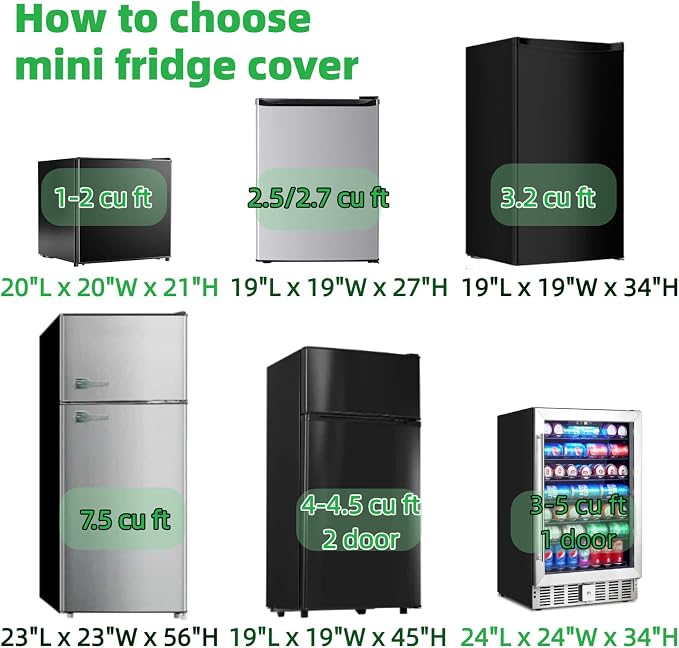 23W Medium Refrigerator Cover for Most 7.5 Cu Ft Outdoor Upright Fridge | 23x23x56,Waterproof Dustproof Heavy Duty Oxford Fabric,for Most 7.5 Cubic Feet Small Beverage Cooler for Outside