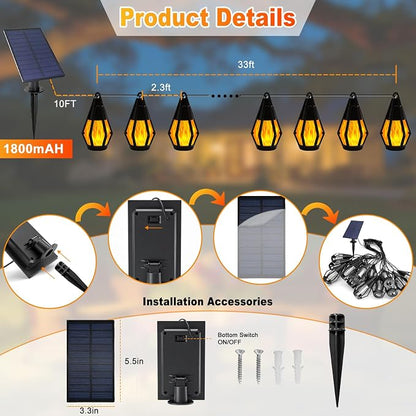 Vivideal Solar String Lights Outdoor 43FT 15 LED Solar Halloween Lights | Orange Halloween Lights Outdoor Waterproof for Gazebo Patio Garden Porch Party Christmas Tree Halloween Decorations